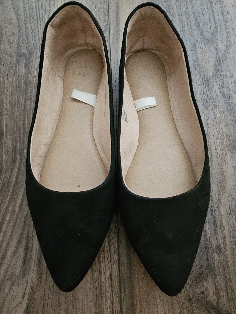 a new day Black Pointed Toe Suede Flats
